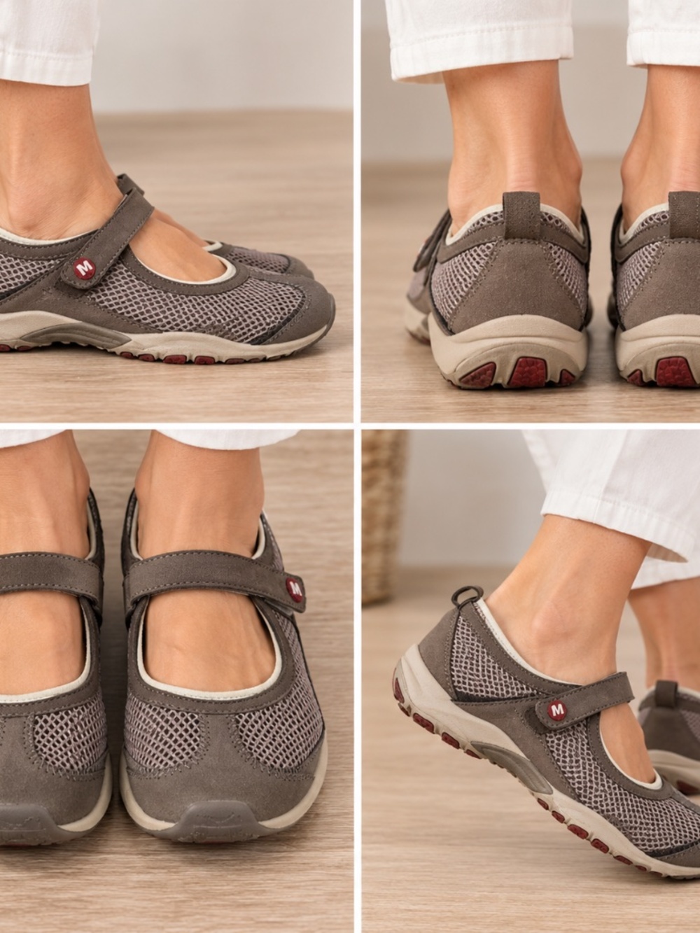 Merrell QForm OrthoLite Air Cushion Brown Mesh Mary Jane Walking Shoes
